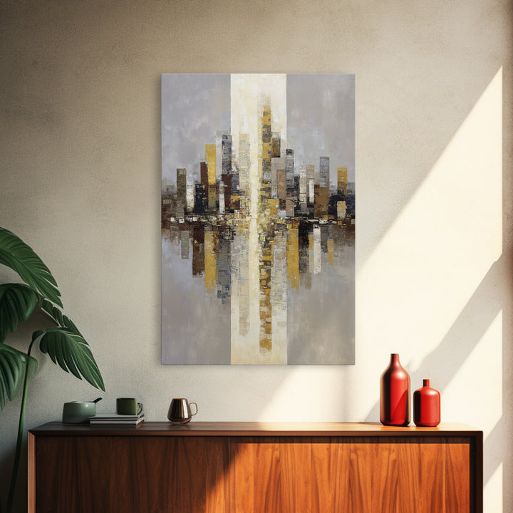 Quiet City Skyline Canvas Print, Hotel Art, Contemporary Art, Hotel Decor, Abstract Art, Boutique, Art Deco, Framed Art, HOT-2x3-10