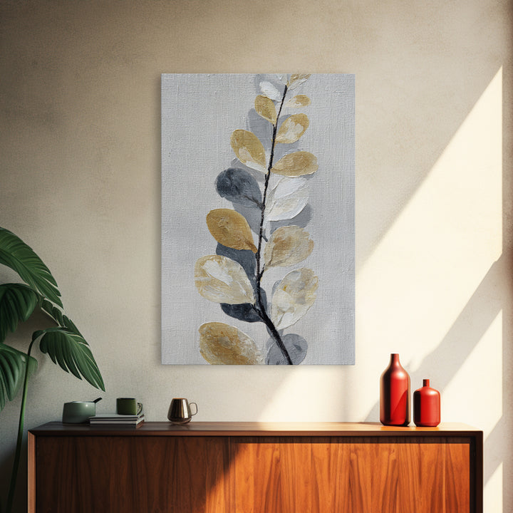 Elegant Botanical Branch on Ivory Ground Framed Canvas Print, Hotel Art, Large Wall Art, Hotel Decor, Fine Art, Boutique, HOT-2x3-13
