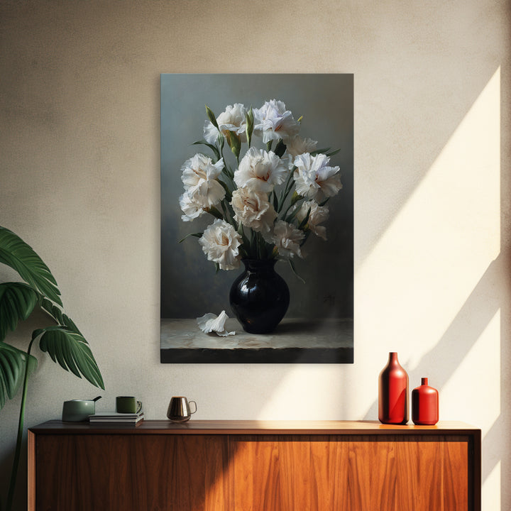 Classic Oil Painted Floral Still Life Framed Canvas Print, Hotel Art, Art Deco, Hotel Decor, Boutique, Minimalist Wall Art, HOT-2x3-17
