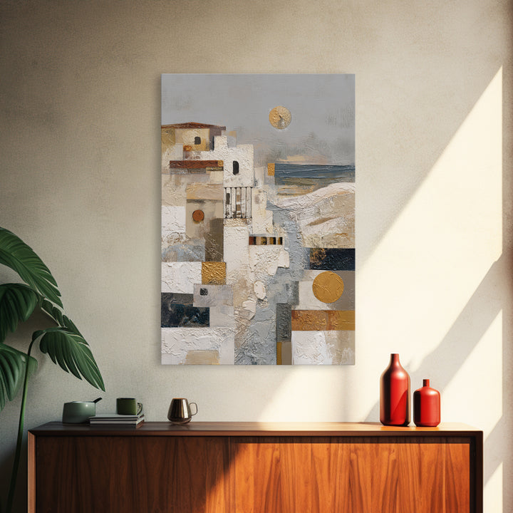 Mediterranean Terrace View Focused on Sea and Framed Canvas Print, Hotel Art, Contemporary Art, Hotel Decor, Fine Art, Boutique, HOT-2x3-19