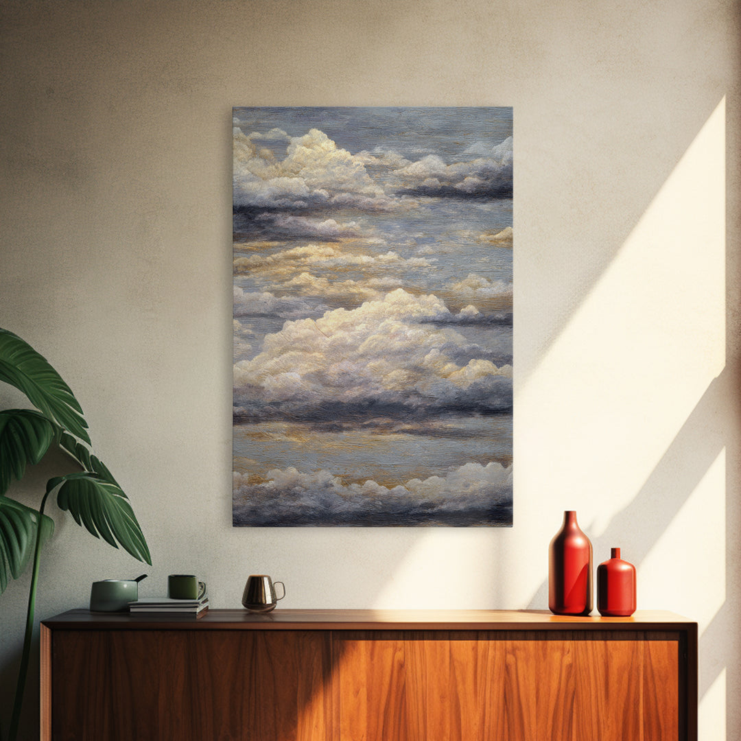 Large Cloudscape with Subtle Drama Framed Canvas Print, Hotel Art, Art Print, Hotel Decor, Fine Art, Boutique, Wall Sculpture, HOT-2x3-25