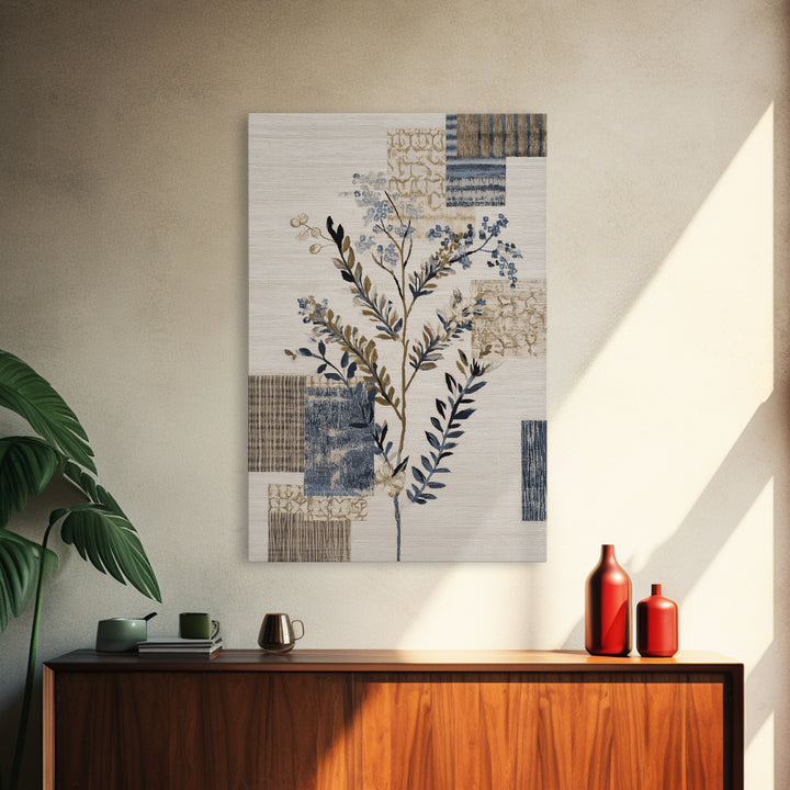 Elegant Botanical Branch on Ivory Ground Framed Canvas Print, Hotel Art, Large Wall Art, Hotel Decor, Fine Art, Boutique, HOT-2x3-37