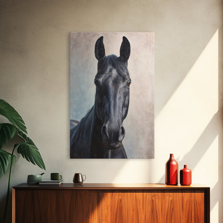 Neutral Horse Portrait Framed Canvas Print, Hotel Art, Home Decor, Hotel Decor, Fine Art, Boutique, Framed Art, Wood Wall Art, HOT-2x3-48