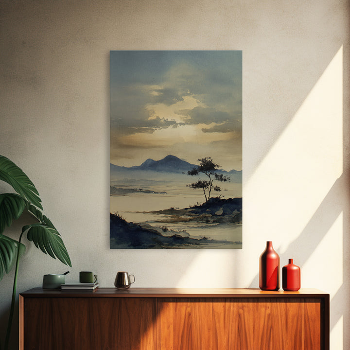 Japanese Ink Landscape Canvas Print, Hotel Art, Art, Hotel Decor, Oil Painting, Boutique, Printable Art, Living Room Decor, HOT-2x3-50