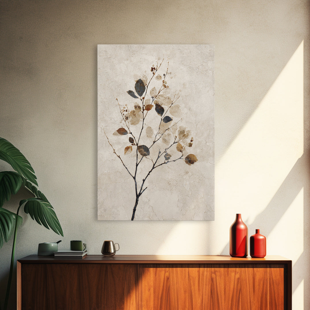 Elegant Botanical Branch on Ivory Ground Canvas Print, Hotel Art, Living Room Decor, Hotel Decor, Fine Art, Boutique, HOT-2x3-61
