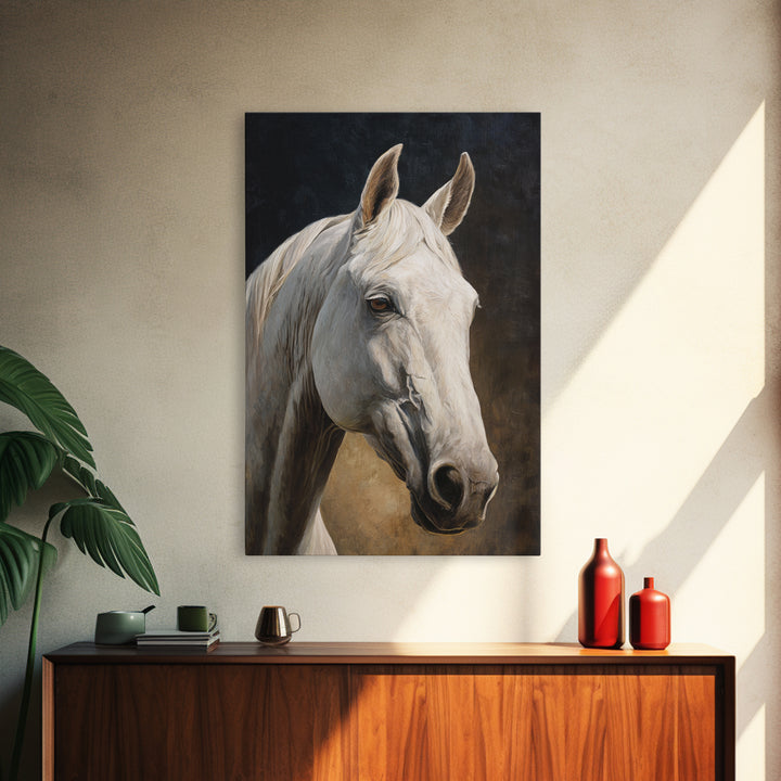 Neutral Horse Portrait Canvas Print, Hotel Art, Art Prints, Hotel Decor, Fine Art, Boutique, Modern Wall Art, Wall Sculpture, HOT-2x3-72