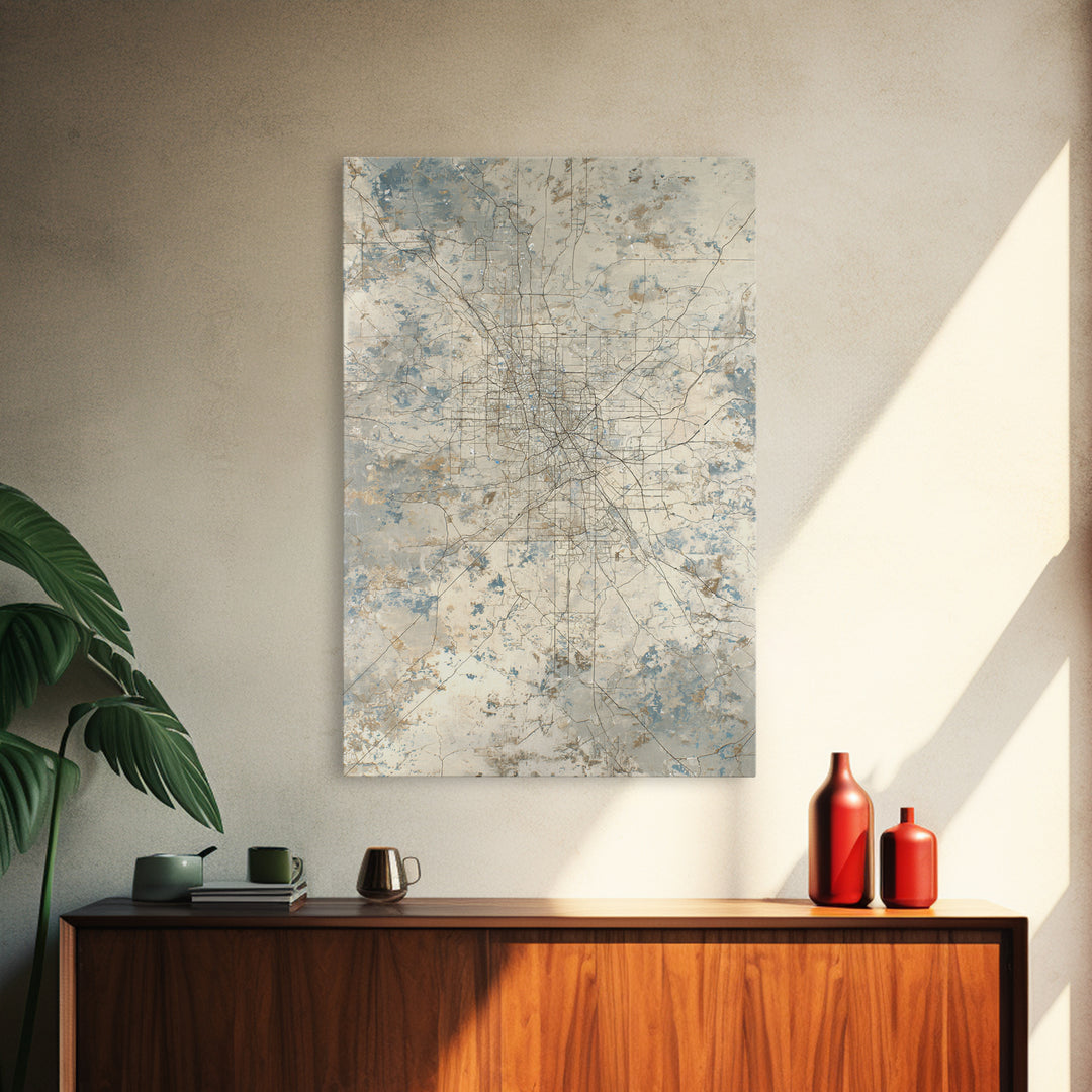 City Map Abstract Lines Without Readable Labels Framed Canvas Print, Hotel Art, City Wall Art, Hotel Decor, Abstract Art, HOT-2x3-8