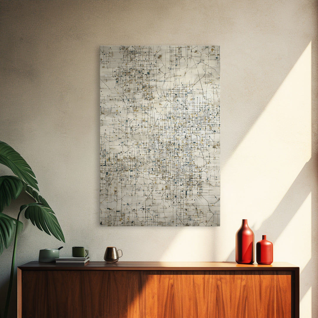 City Map Abstract Lines Without Readable Labels Framed Canvas Print, Hotel Art, Hazbin Hotel, Hotel Decor, Abstract Art, HOT-2x3-80
