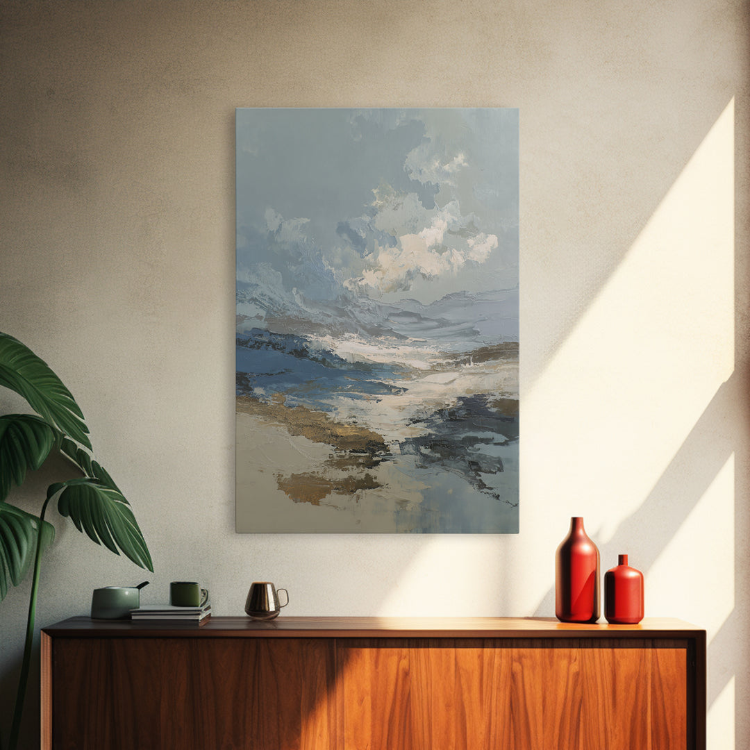 Soft Abstract Wave Forms Framed Canvas Print, Hotel Art, Abstract Art, Hotel Decor, Fine Art, Boutique, Gallery Wall Art, HOT-2x3-90