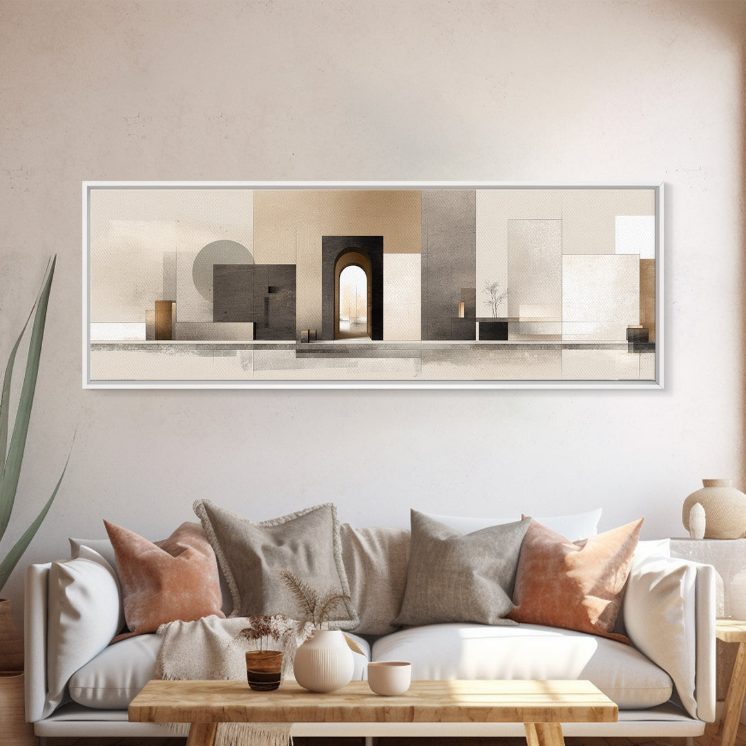 Minimal Architectural Arch Study Canvas Print, Hotel Art, Gallery Wall Set, Hotel Decor, Fine Art, Boutique, Textured Painting, HOT-3x1-20