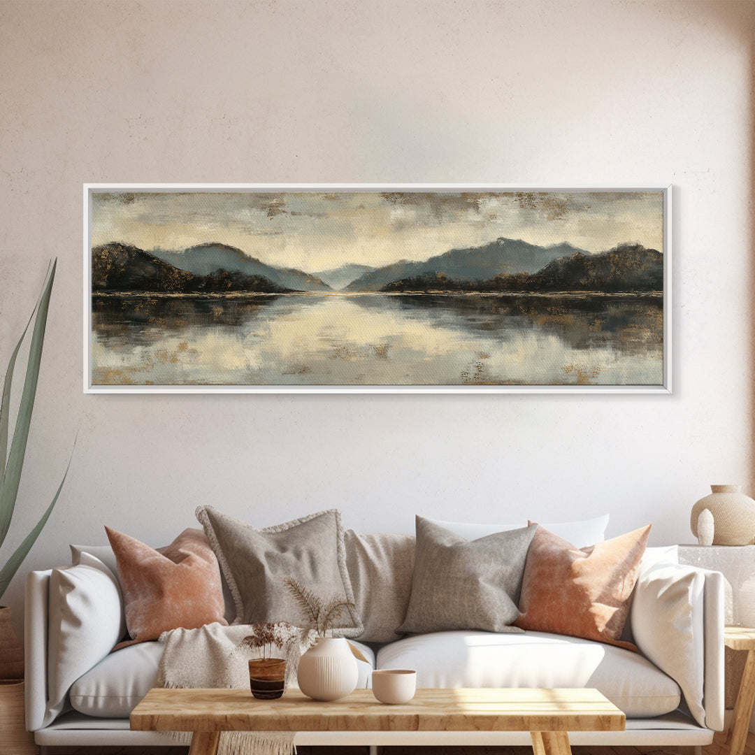Serene Mountain Lake for Boutique Hotel Mood Canvas Print, Hotel Art, Travel Poster, Hotel Decor, Fine Art, Boutique, HOT-3x1-24