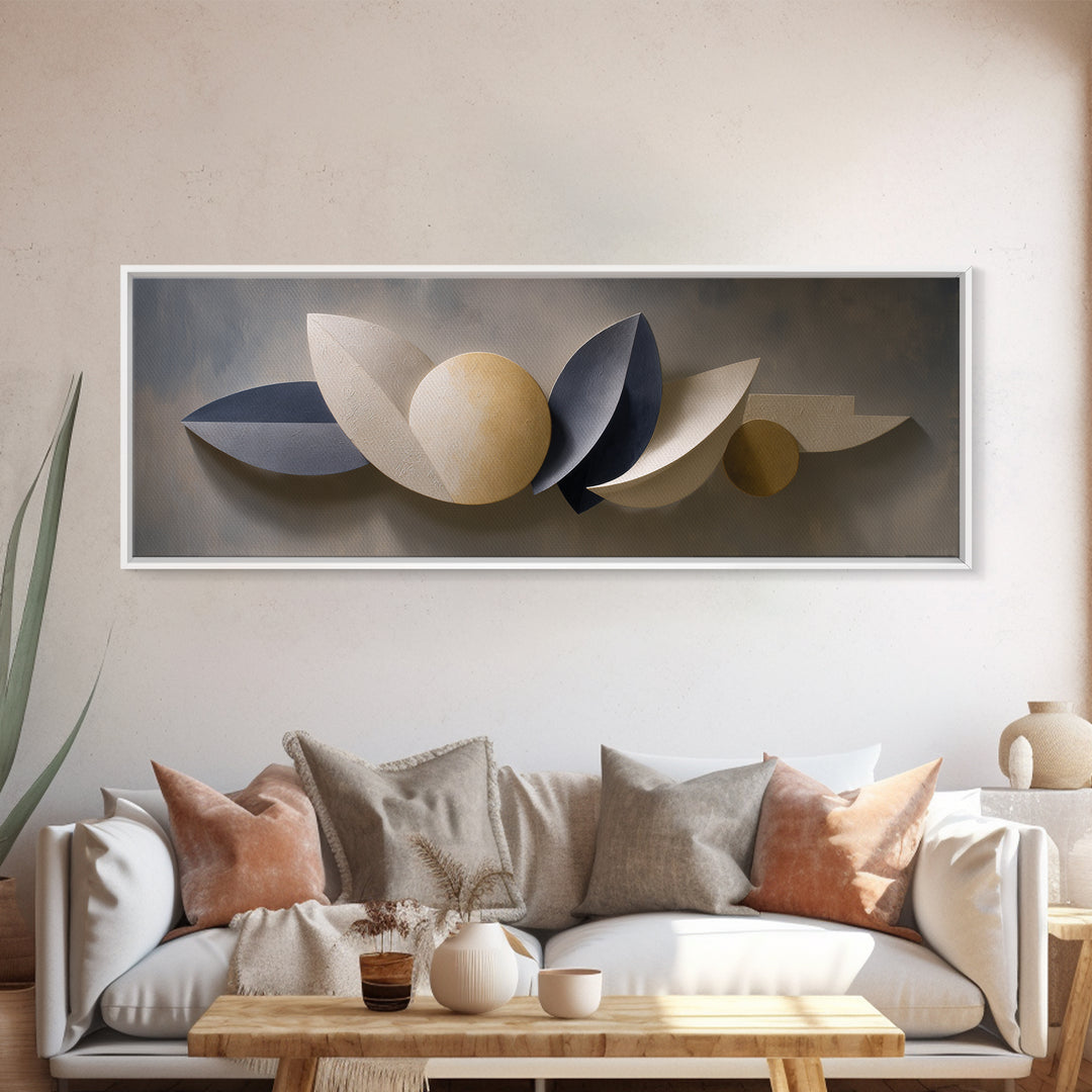 Minimal Sculpture Shapes Framed Canvas Print, Hotel Art, City Wall Art, Hotel Decor, Abstract Art, Boutique, Minimalist Decor, HOT-3x1-28