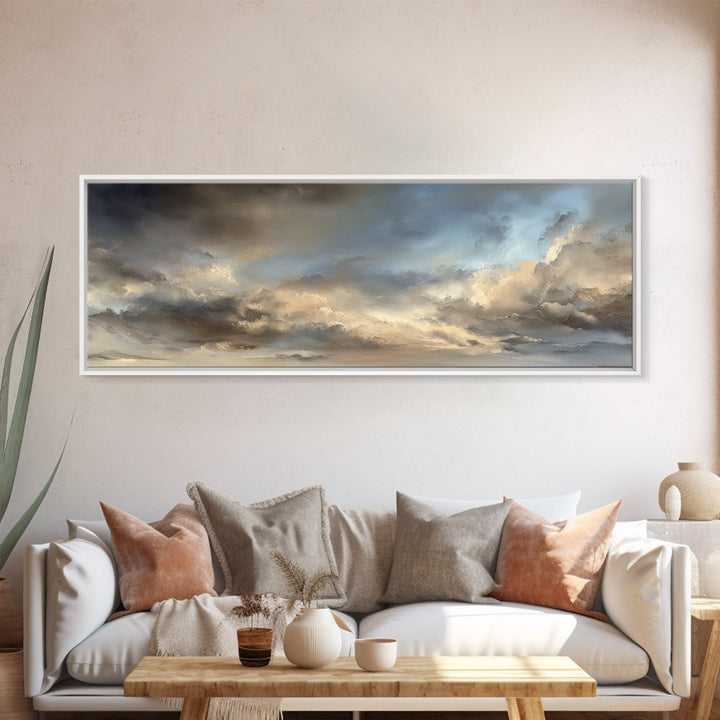 Large Cloudscape with Subtle Drama Canvas Print, Hotel Art, Coastal Decor, Hotel Decor, Fine Art, Boutique, Statement Artwork, HOT-3x1-33