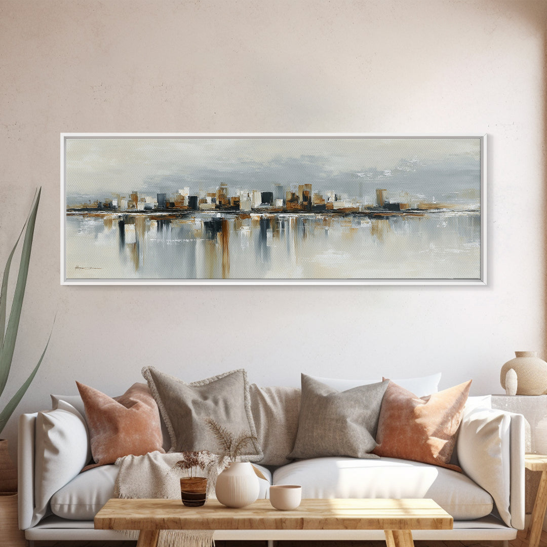 Quiet City Skyline Canvas Print, Hotel Art, Modern Wall Art, Hotel Decor, Abstract Art, Boutique, Neutral Decor, Modern Decor, HOT-3x1-42