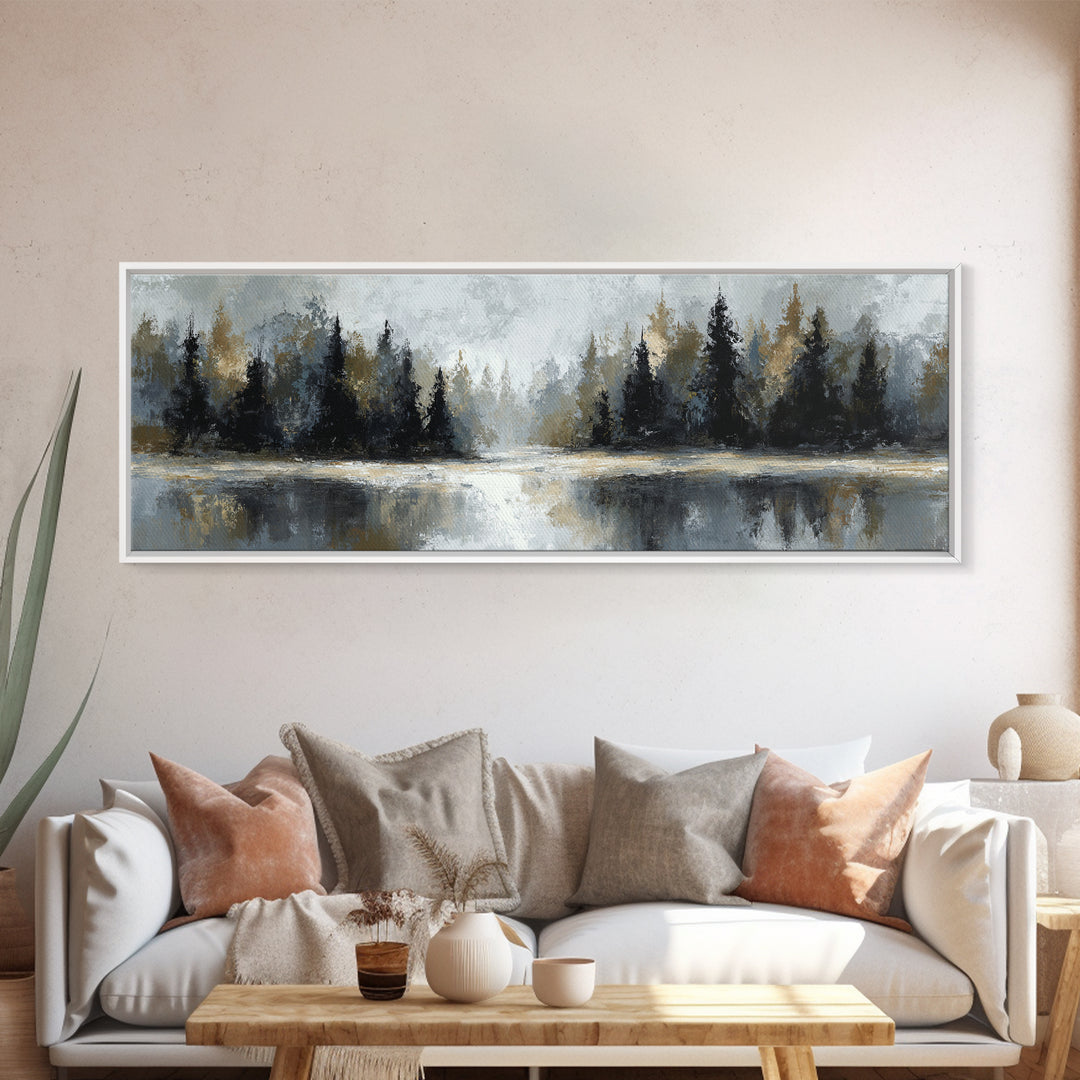 Misty Forest with Refined Calm Atmosphere Canvas Print, Hotel Art, Travel Poster, Hotel Decor, Fine Art, Boutique, HOT-3x1-54