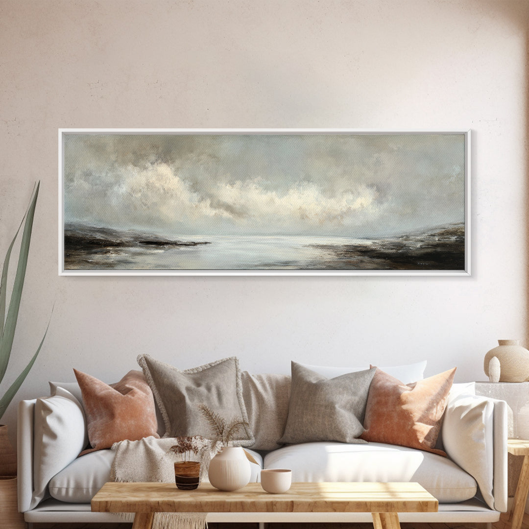 Luxury Monochrome Landscape Canvas Print, Hotel Art, Wall Art, Hotel Decor, Fine Art, Boutique, Abstract Art, Framed Art, HOT-3x1-70