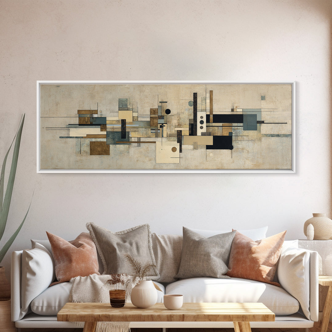 Modern Geometric Composition Canvas Print, Hotel Art, Abstract Art, Hotel Decor, Fine Art, Boutique, Gallery Wall Art, HOT-3x1-71