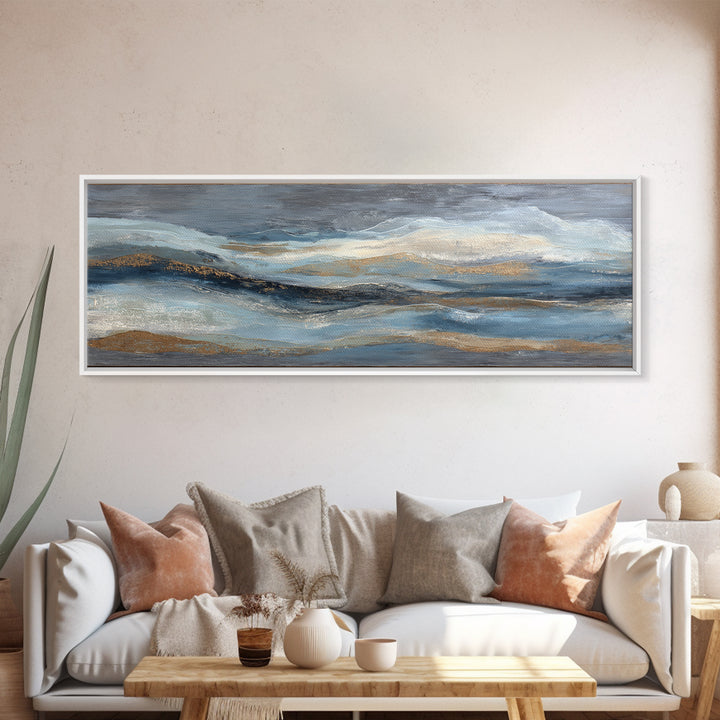 Soft Abstract Wave Forms Framed Canvas Print, Hotel Art, Coastal Wall Art, Hotel Decor, Fine Art, Boutique, Fine Art Print, HOT-3x1-74