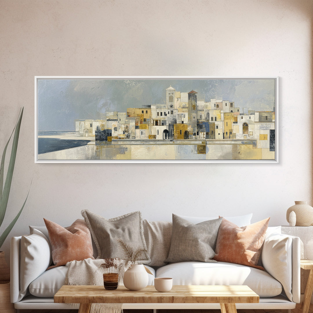 Mediterranean Terrace View Focused on Sea and Canvas Print, Hotel Art, Framed Art, Hotel Decor, Boutique, Beach Prints, HOT-3x1-75