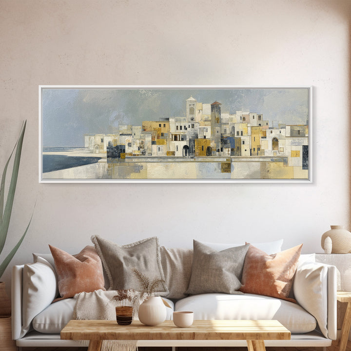 Mediterranean Terrace View Focused on Sea and Canvas Print, Hotel Art, Framed Art, Hotel Decor, Boutique, Beach Prints, HOT-3x1-75