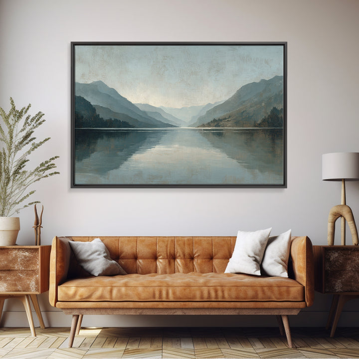 Serene Mountain Lake for Boutique Hotel Mood Canvas Print, Hotel Art, Coastal Decor, Hotel Decor, Oil Painting, Boutique, HOT-3x2-12