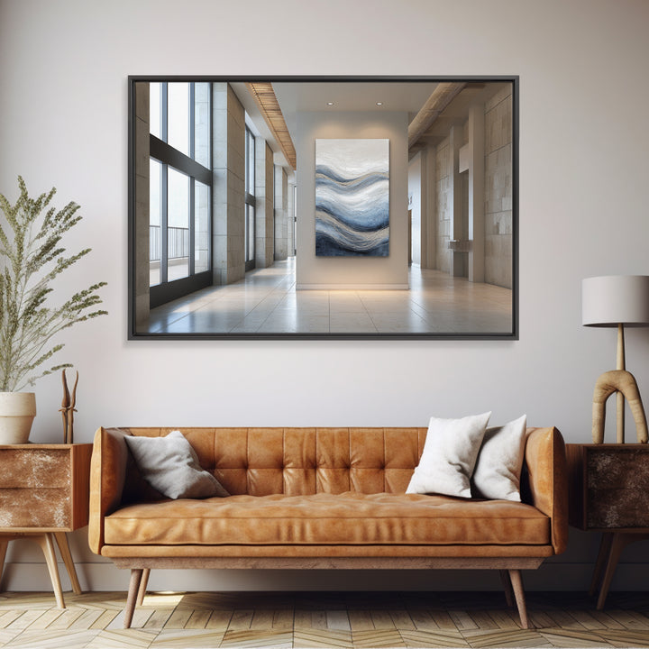 Soft Abstract Wave Forms Framed Canvas Print, Hotel Art, Abstract Art, Hotel Decor, Fine Art, Boutique, Gallery Wall Art, HOT-3x2-14