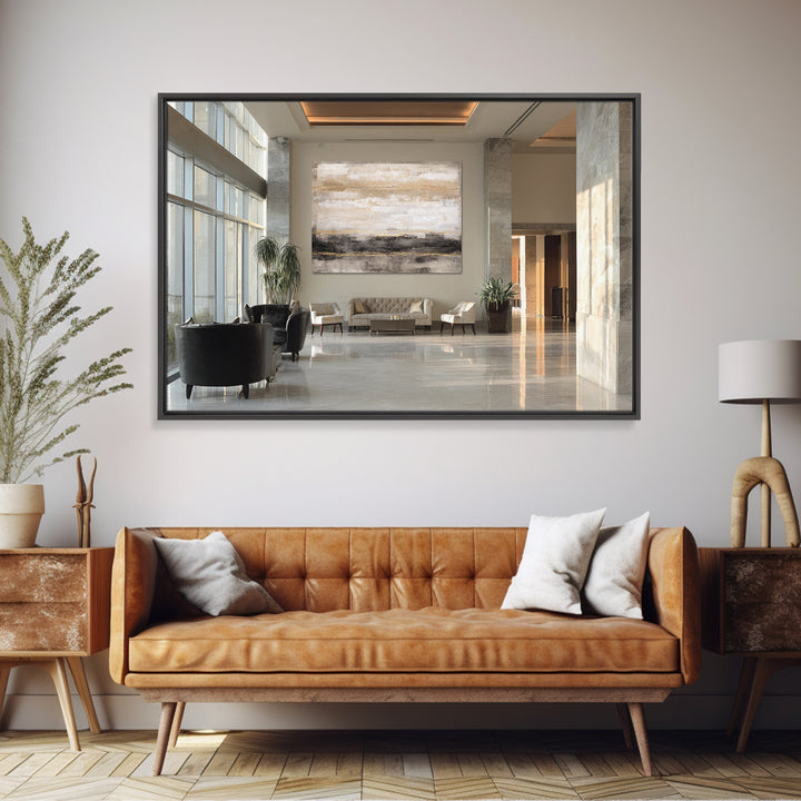 Gold Accented Abstract for Upscale Lobby Canvas Print, Hotel Art, Minimalist Wall Art, Hotel Decor, Abstract Art, Boutique, HOT-3x2-17