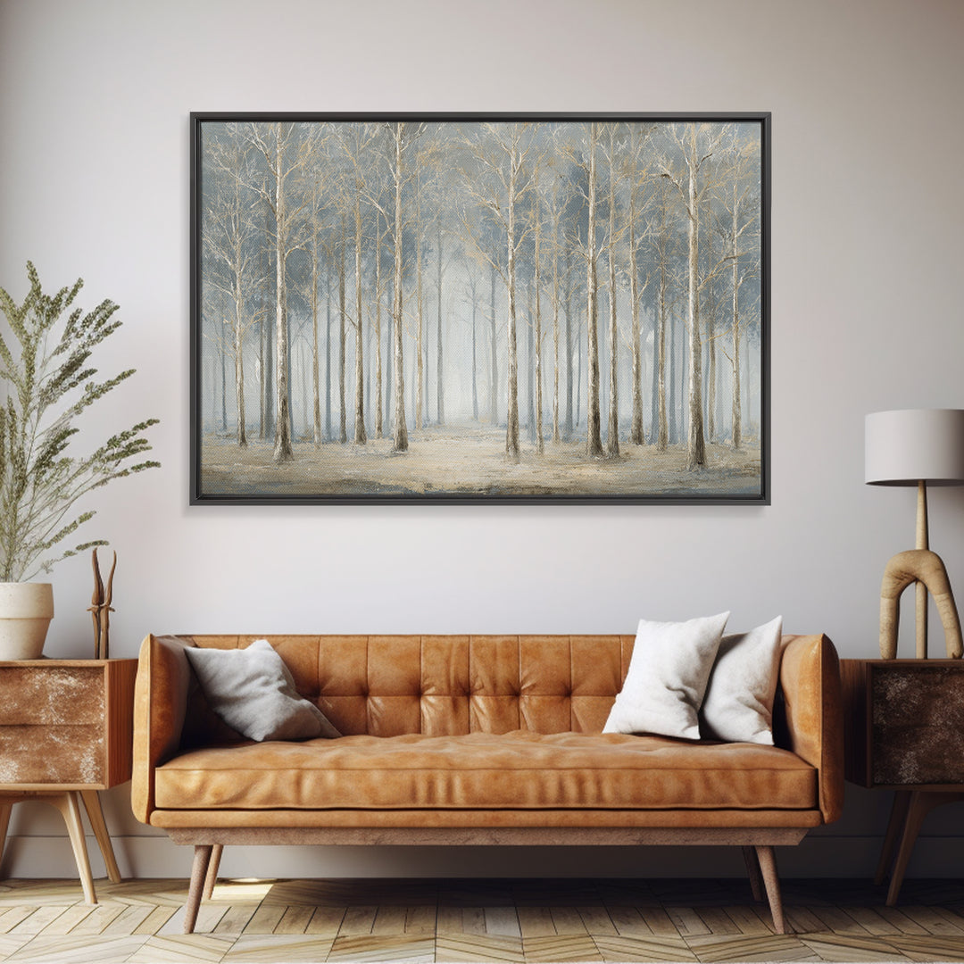 Misty Forest with Refined Calm Atmosphere Framed Canvas Print, Hotel Art, Framed Art, Hotel Decor, Fine Art, Boutique, HOT-3x2-18