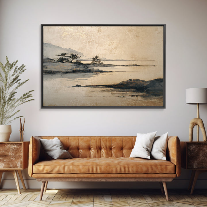 Japanese Ink Landscape Canvas Print, Hotel Art, Wood Wall Art, Hotel Decor, Fine Art, Boutique, Gallery Wall Set, Travel Poster, HOT-3x2-22
