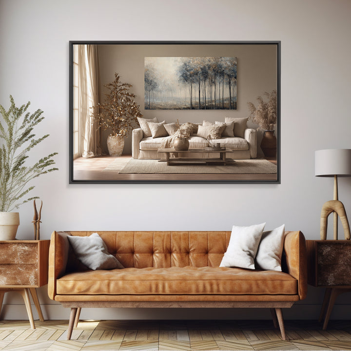 Misty Forest with Refined Calm Atmosphere Canvas Print, Hotel Art, Modern Wall Art, Hotel Decor, Boutique, Neutral Decor, HOT-3x2-42