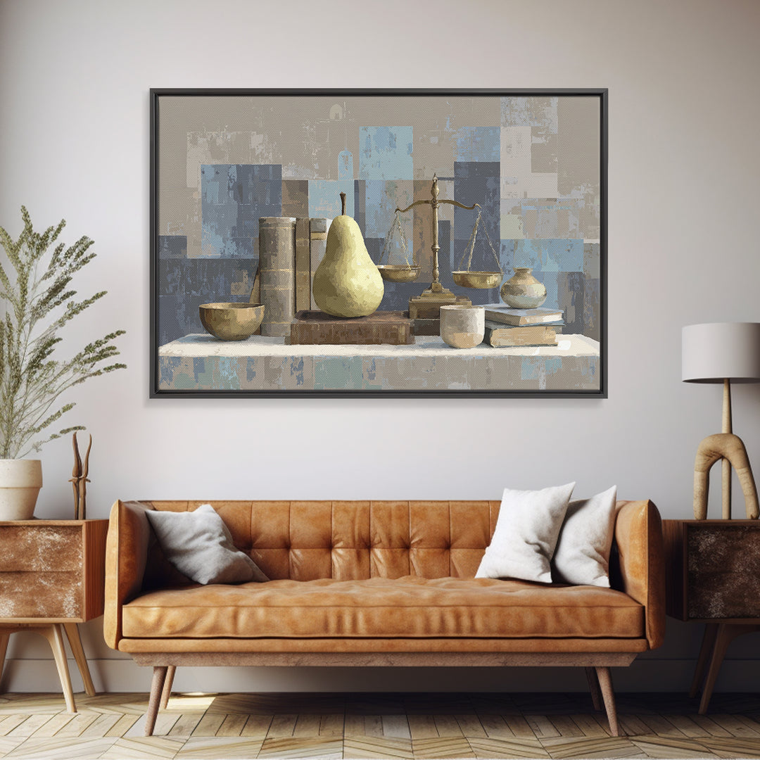 Elegant Pear Still Life on Linen Canvas Print, Hotel Art, Neutral Decor, Hotel Decor, Fine Art, Boutique, Home Decor, HOT-3x2-49