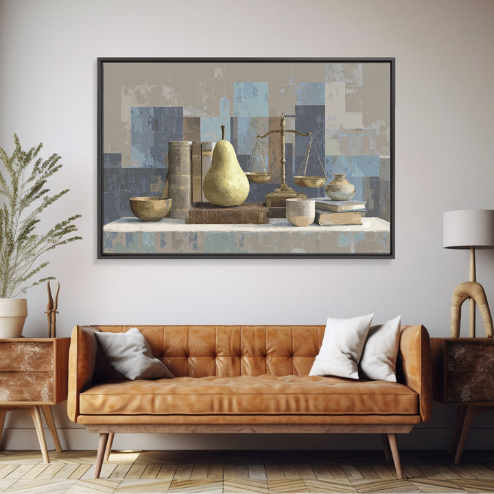 Elegant Pear Still Life on Linen Canvas Print, Hotel Art, Neutral Decor, Hotel Decor, Fine Art, Boutique, Home Decor, HOT-3x2-49