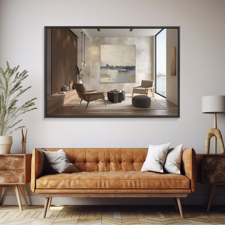Large Calming Seascape Framed Canvas Print, Hotel Art, Wood Wall Art, Hotel Decor, Fine Art, Boutique, Gallery Wall Set, HOT-3x2-55