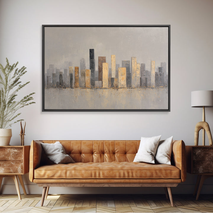 Quiet City Skyline Framed Canvas Print, Hotel Art, Living Room Decor, Hotel Decor, Fine Art, Boutique, City Wall Art, HOT-3x2-6