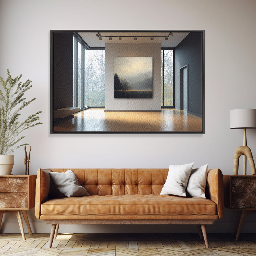 Misty Forest with Refined Calm Atmosphere Canvas Print, Hotel Art, Modern Wall Art, Hotel Decor, Boutique, Neutral Decor, HOT-3x2-66