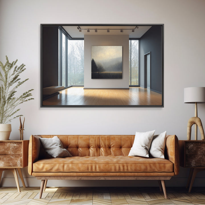 Misty Forest with Refined Calm Atmosphere Canvas Print, Hotel Art, Modern Wall Art, Hotel Decor, Boutique, Neutral Decor, HOT-3x2-66