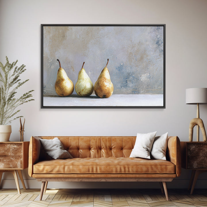 Elegant Pear Still Life on Linen Canvas Print, Hotel Art, Neutral Decor, Hotel Decor, Fine Art, Boutique, Home Decor, HOT-3x2-73