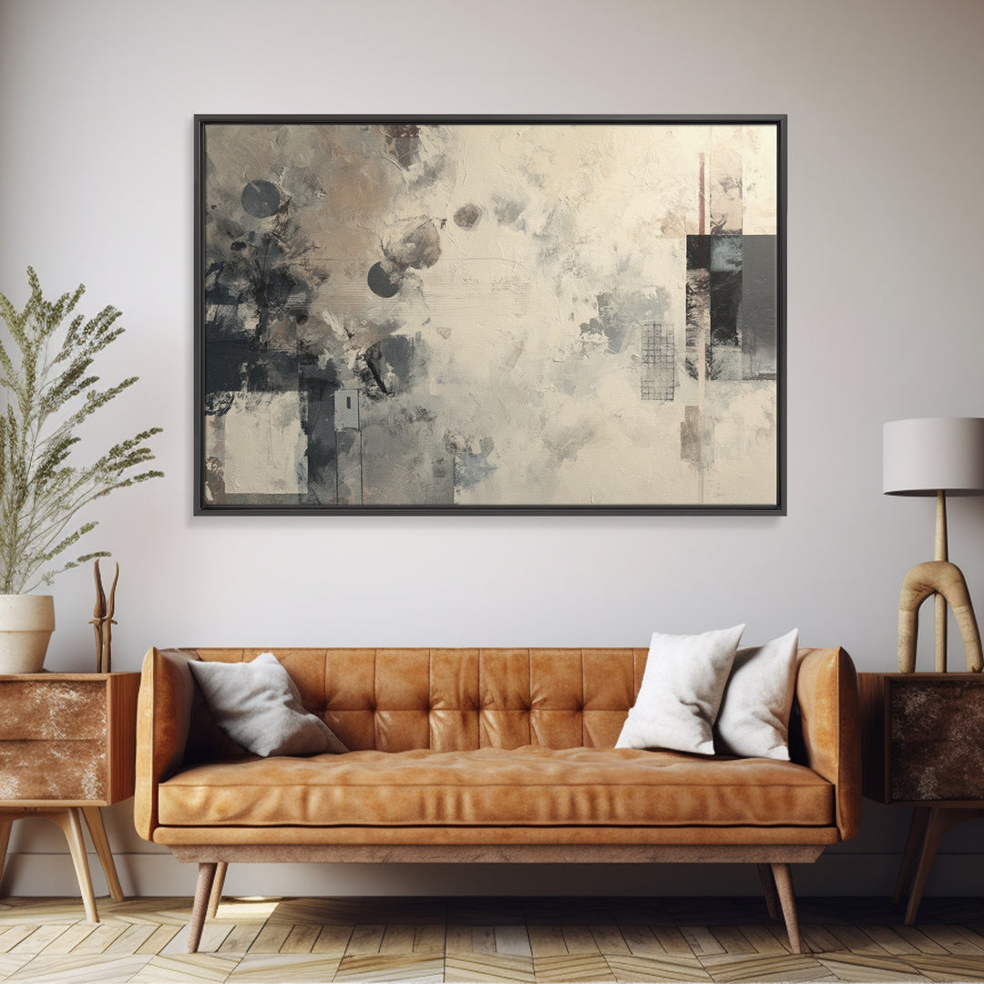Sophisticated Neutral Abstract Framed Canvas Print, Hotel Art, Room Decor, Hotel Decor, Abstract Art, Boutique, Art Print, HOT-3x2-77
