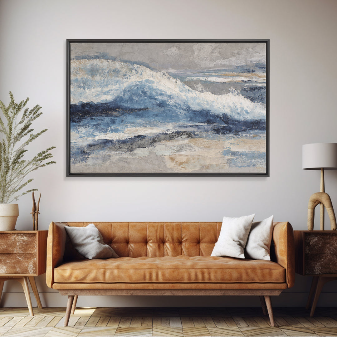 Soft Abstract Wave Forms Framed Canvas Print, Hotel Art, Minimalist Wall Art, Hotel Decor, Abstract Art, Boutique, HOT-3x2-86
