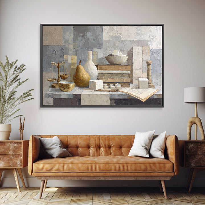Elegant Pear Still Life on Linen Framed Canvas Print, Hotel Art, Luxury Decor, Hotel Decor, Abstract Art, Boutique, Art Prints, HOT-3x2-97