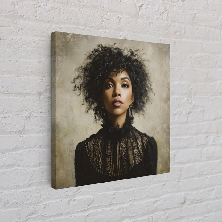 Curly Hair Portrait Canvas Print, Hair Salon Art, Minimalist Wall Art, Living Room Decor, Oil Painting, Style, Hair Stylist, HSA-1x1-15