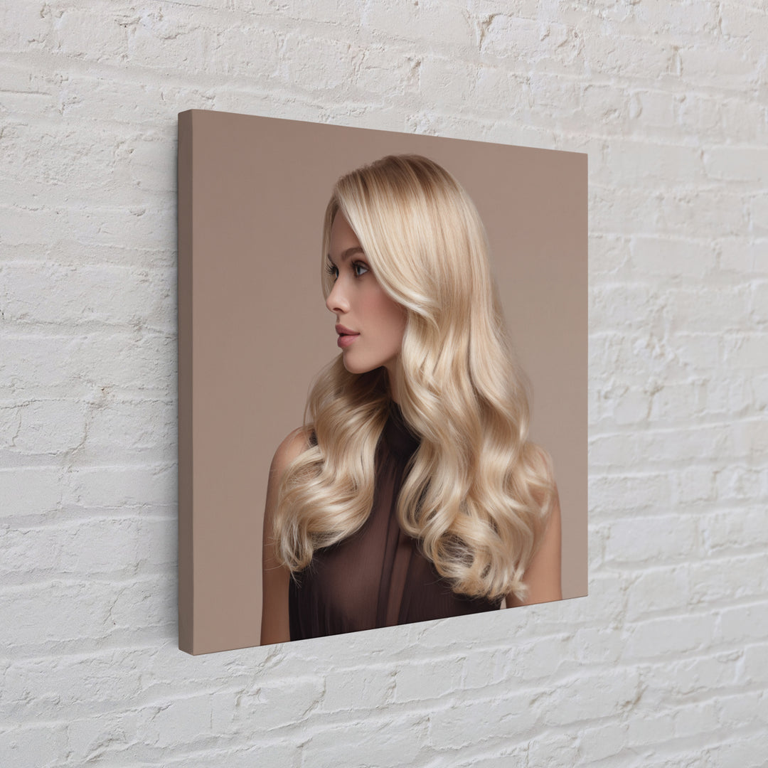 Blonde Waves Painted Framed Canvas Print, Hair Salon Art, African Art, Living Room Decor, Watercolor Art, Style, HSA-1x1-16