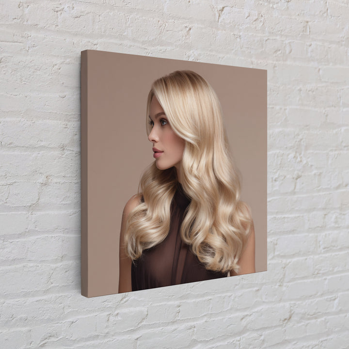 Blonde Waves Painted Framed Canvas Print, Hair Salon Art, African Art, Living Room Decor, Watercolor Art, Style, HSA-1x1-16