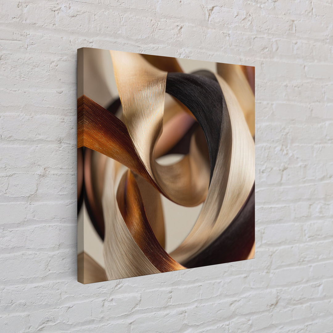 Hair Strands Turning into Abstract Ribbons Framed Canvas Print, Hair Salon Art, Salon Sign, Living Room Decor, Fine Art, Style, HSA-1x1-21