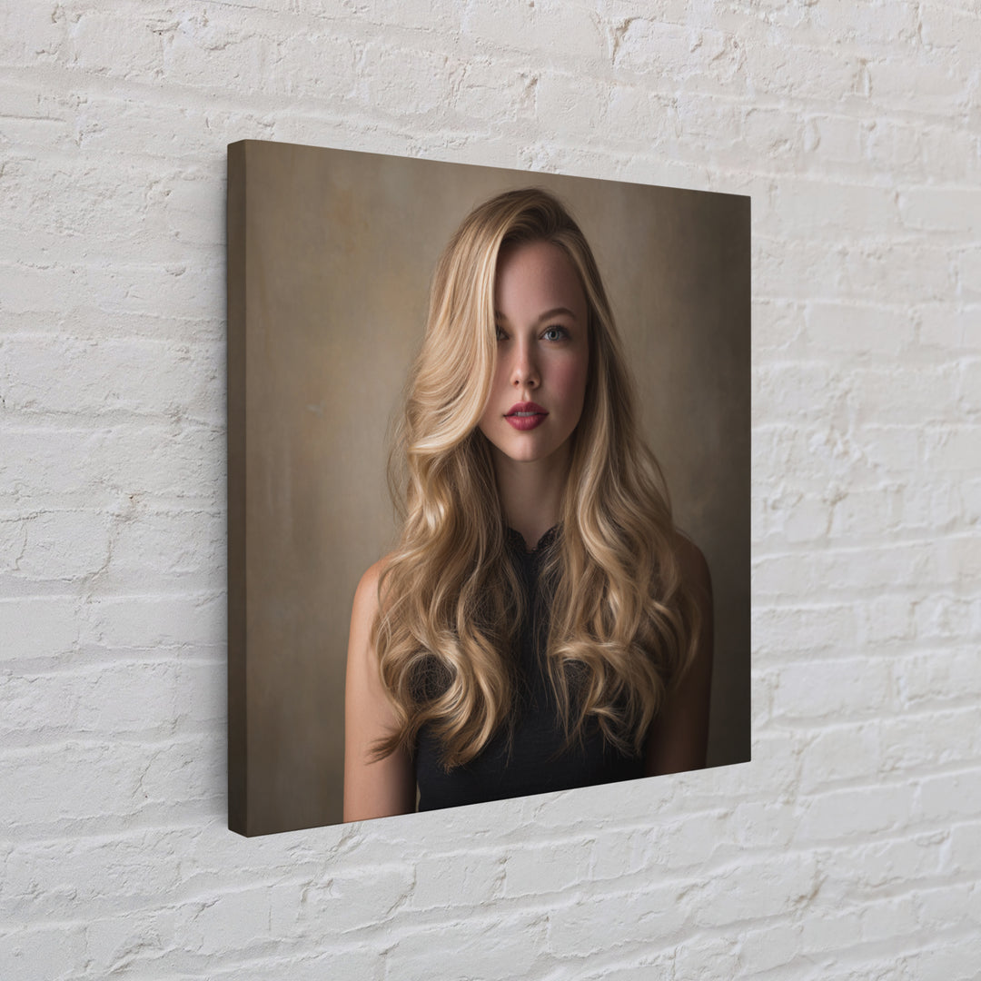 Blonde Waves Painted Framed Canvas Print, Hair Salon Art, Luxury Decor, Living Room Decor, Fine Art, Style, Printable Wall Art, HSA-1x1-40