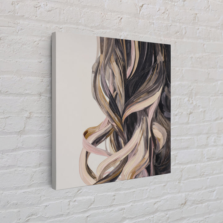 Hair Strands Turning into Abstract Ribbons Canvas Print, Hair Salon Art, Gallery Decor, Living Room Decor, Abstract Art, Style, HSA-1x1-45