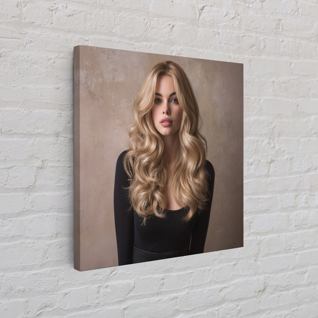 Blonde Waves Painted Framed Canvas Print, Hair Salon Art, Black Owned Art, Living Room Decor, Style, Hairdresser Gifts, HSA-1x1-64