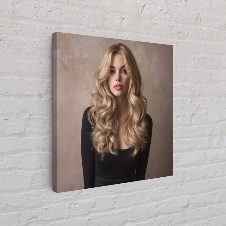 Blonde Waves Painted Framed Canvas Print, Hair Salon Art, Black Owned Art, Living Room Decor, Style, Hairdresser Gifts, HSA-1x1-64