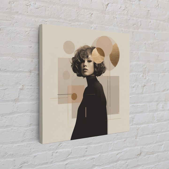 Mod 1960s Beauty Portrait Framed Canvas Print, Hair Salon Art, Home Decor, Living Room Decor, Fine Art, Style, Contemporary Art, HSA-1x1-67