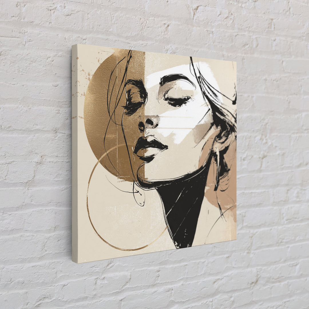 Black and White Line Art Salon Figure Framed Canvas Print, Hair Salon Art, Black Wall Art, Living Room Decor, Fine Art, Style, HSA-1x1-7
